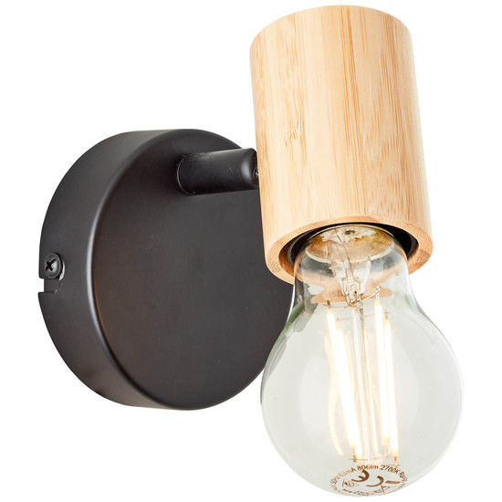 Brilliant Kerry Wandspot E27 Schwarz Natur 99714/76