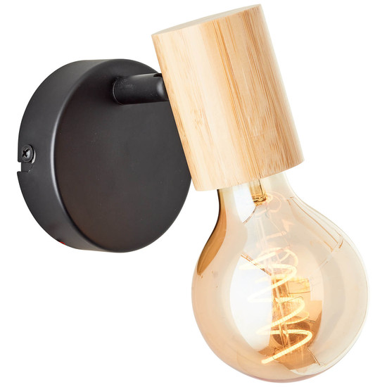 Brilliant Kerry Wandspot E27 Schwarz Natur 99714/76