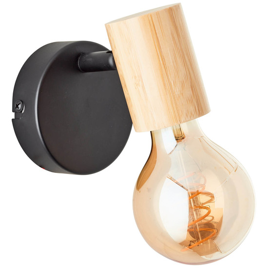 Brilliant Kerry Wandspot E27 Schwarz Natur 99714/76