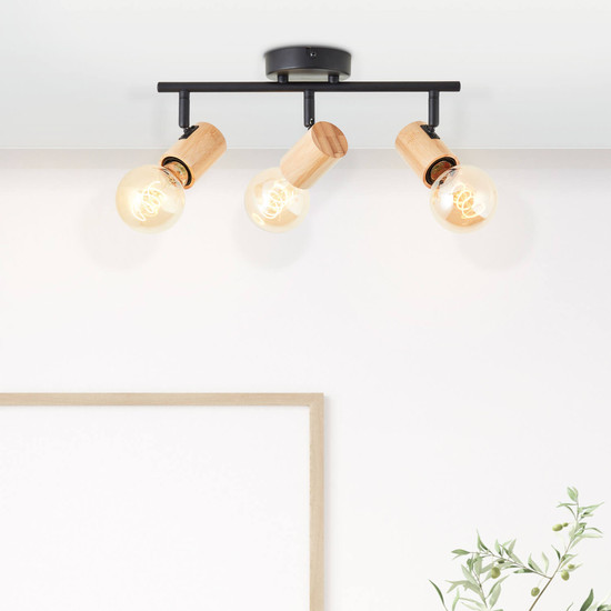 Brilliant Kerry Spotrohr, 3-flammig E27 Schwarz Natur 99715/76