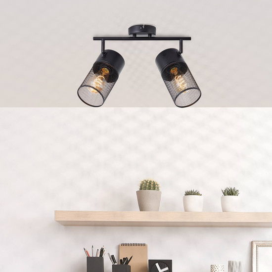 Brilliant Kamolo Spotrohr, 2-flammig E27 Schwarz Matt 99724/76