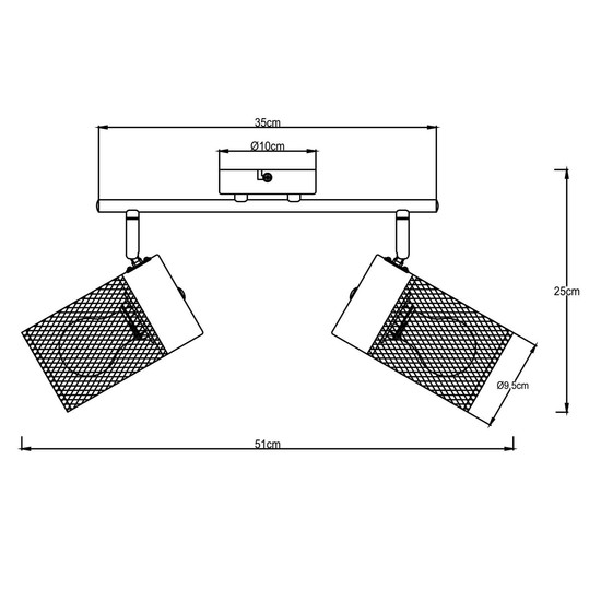 Brilliant Kamolo Spotrohr, 2-flammig E27 Schwarz Matt 99724/76
