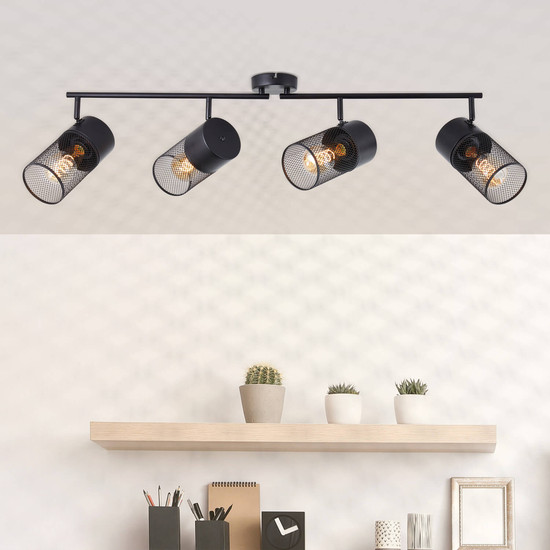 Brilliant Kamolo Spotrohr, 4-flammig E27 Schwarz Matt 99726/76