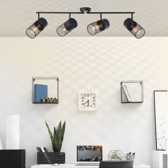 Brilliant Kamolo Spotrohr, 4-flammig E27 Schwarz Matt 99726/76