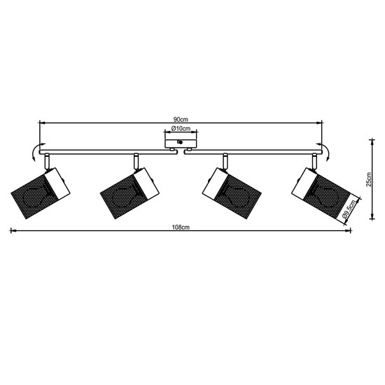 Brilliant Kamolo Spotrohr, 4-flammig E27 Schwarz Matt 99726/76