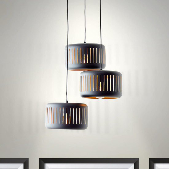 Brilliant Tyas Pendelleuchte, 3-flammig (Rondell) E27 Schwarz Gold 99801/86