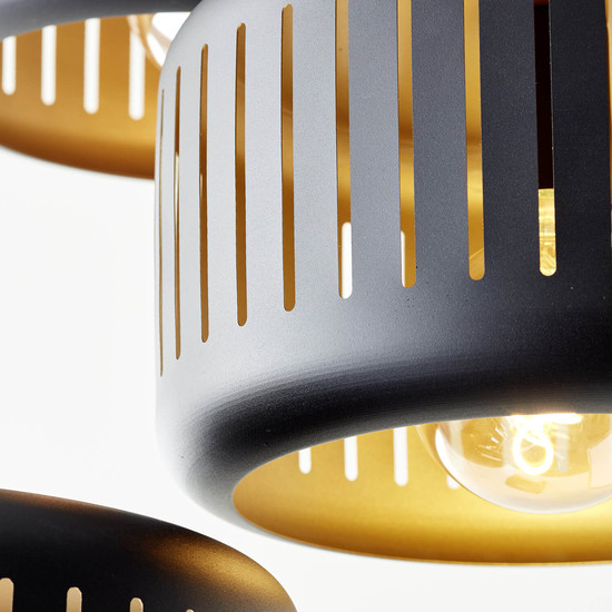 Brilliant Tyas Pendelleuchte, 3-flammig (Rondell) E27 Schwarz Gold 99801/86