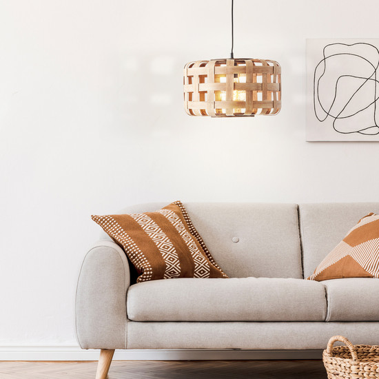 Brilliant Woodline Pendelleuchte, 1-flammig E27 Natur Schwarz FSC 99808/09