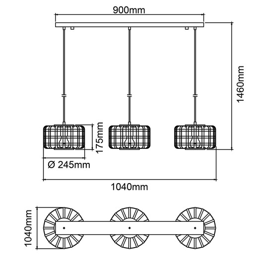 Brilliant Woodline Pendelleuchte, 3-flammig E27 Natur Schwarz FSC 99810/09