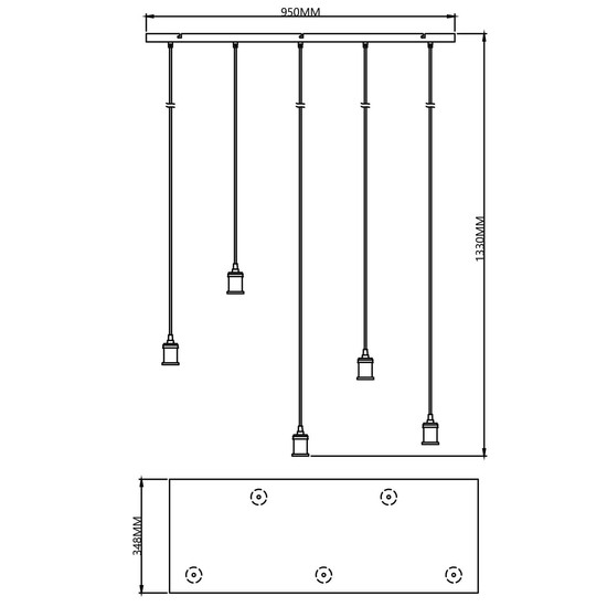 Brilliant Darcia Pendelleuchte, 5-flammig E27 Schwarz 99814/06