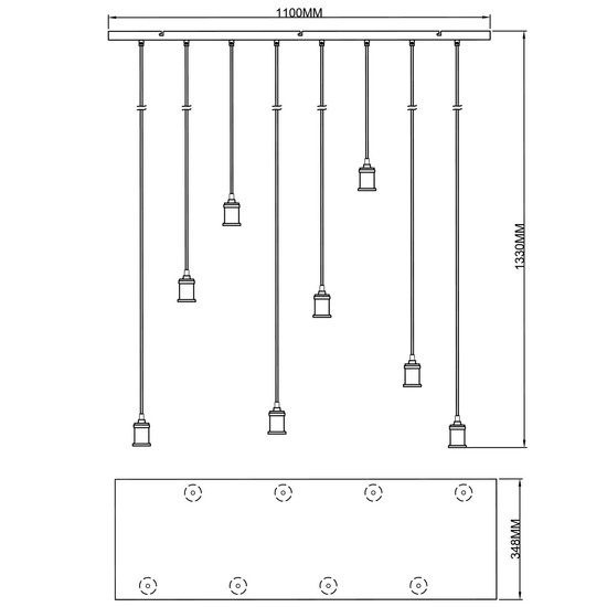 Brilliant Darcia Pendelleuchte, 8-flammig E27 Schwarz 99815/06