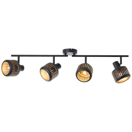 Brilliant Tyas Spotrohr, 4-flammig E14 Schwarz Gold 99945/86