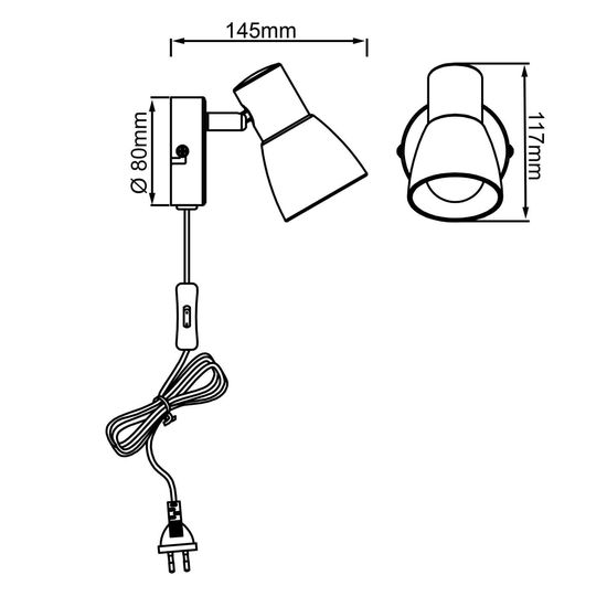 Brilliant Janna LED Wandspot mit Zuleitung und Schalter E14 40W/4W Warmweiß Eisen Chrom Weiß G46112/77