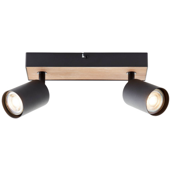 Brilliant Jello Wood LED Spotbalken, 2-fach GU10 10W/4,5W Warmweiß Schwarz Holz G93069/76
