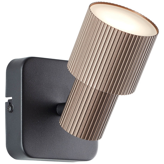 Brilliant Cadiz LED Wandleuchte 1-flammig GU10 10W/5W Warmweiß Schwarz Matt Bronze Gebürstet G01410/76