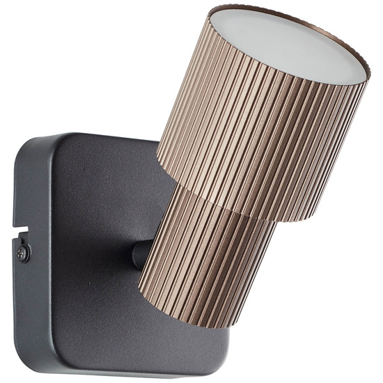 Brilliant Cadiz LED Wandleuchte 1-flammig GU10 10W/5W Warmweiß Schwarz Matt Bronze Gebürstet G01410/76