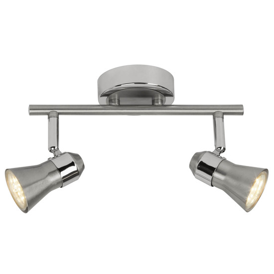 Brilliant Sanny LED Spotrohr, 2-flammig GU10 7W/3W Warmweiß Eisen Chrom G15413/77