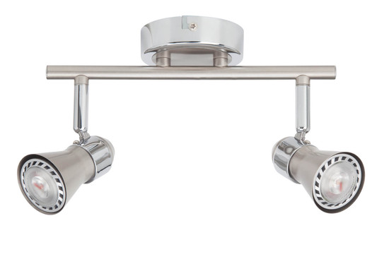 Brilliant Sanny LED Spotrohr, 2-flammig GU10 7W/3W Warmweiß Eisen Chrom G15413/77