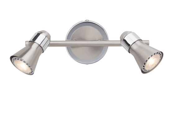 Brilliant Sanny LED Spotrohr, 2-flammig GU10 7W/3W Warmweiß Eisen Chrom G15413/77