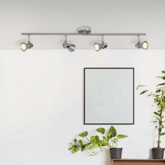 Brilliant Sanny LED Spotrohr, 4-flammig, drehbar GU10 7W/3W Warmweiß Eisen Chrom G15432/77