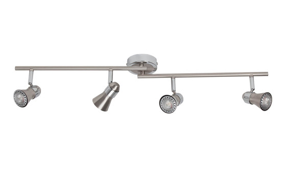 Brilliant Sanny LED Spotrohr, 4-flammig, drehbar GU10 7W/3W Warmweiß Eisen Chrom G15432/77