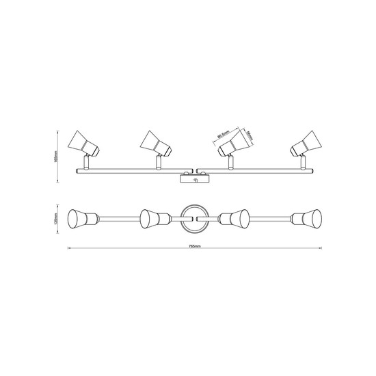 Brilliant Sanny LED Spotrohr, 4-flammig, drehbar GU10 7W/3W Warmweiß Eisen Chrom G15432/77