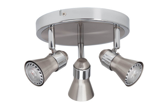 Brilliant Sanny LED Spotrondell, 3-flammig GU10 7W/3W Warmweiß Eisen Chrom G15434/77
