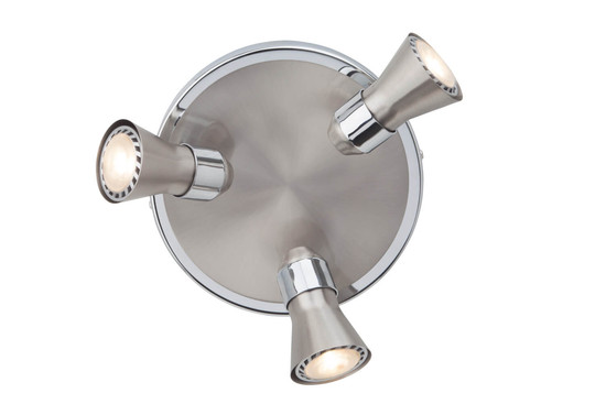 Brilliant Sanny LED Spotrondell, 3-flammig GU10 7W/3W Warmweiß Eisen Chrom G15434/77