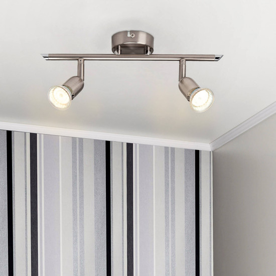 Brilliant Loona LED Spotrohr, 2-flammig GU10 3W/3W Warmweiß Eisen G28813/13