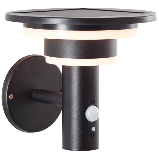 Brilliant Garvina LED Außenwandleuchte mit Solar und Bewegungsmelder 3W Warmweiß IP44 Schwarz Solar, Bewegungsmelder G40405/06