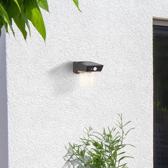 Brilliant Parson LED Außenwandleuchte mit Solar und Bewegungsmelder 2W Extra Warmweiss IP44 Schwarz Solar, Bewegungsmelder G40435/06
