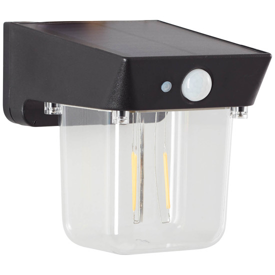 Brilliant Parson LED Außenwandleuchte mit Solar und Bewegungsmelder 2W Extra Warmweiss IP44 Schwarz Solar, Bewegungsmelder G40435/06