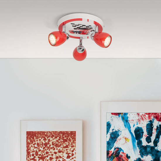 Brilliant Racing LED Spotrondell, 3-flammig GU10 3W/3W Warmweiß Rot Weiß G56134/71