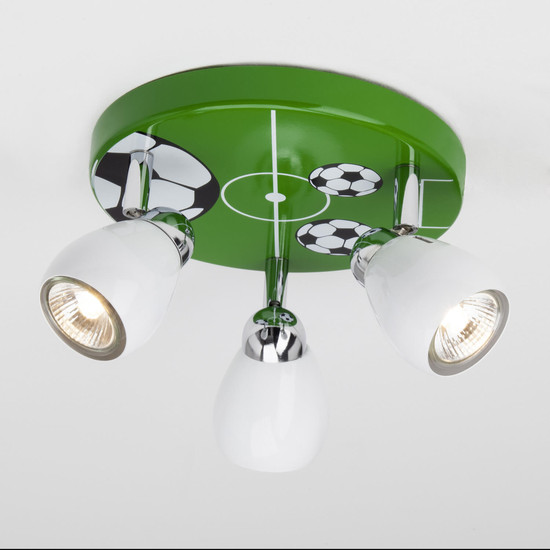 Brilliant Soccer LED Spotrondell, 3-flammig GU10 3W/3W Warmweiß Weiß Grün-Schwarz-Weiß G56234/74