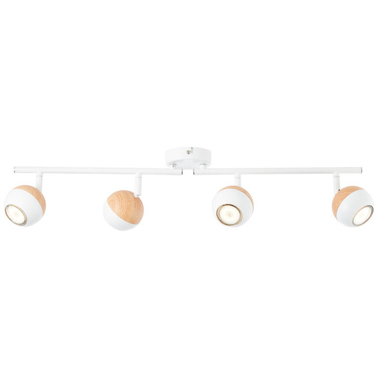 Brilliant Scan LED Spotrohr, 4-flammig, drehbar GU10 3W/3W Warmweiß Weiß Holz Hell G59432/75