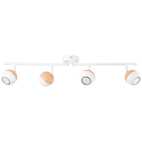 Brilliant Scan LED Spotrohr, 4-flammig, drehbar GU10 3W/3W Warmweiß Weiß Holz Hell G59432/75