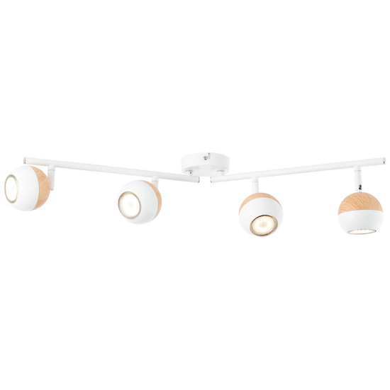 Brilliant Scan LED Spotrohr, 4-flammig, drehbar GU10 3W/3W Warmweiß Weiß Holz Hell G59432/75