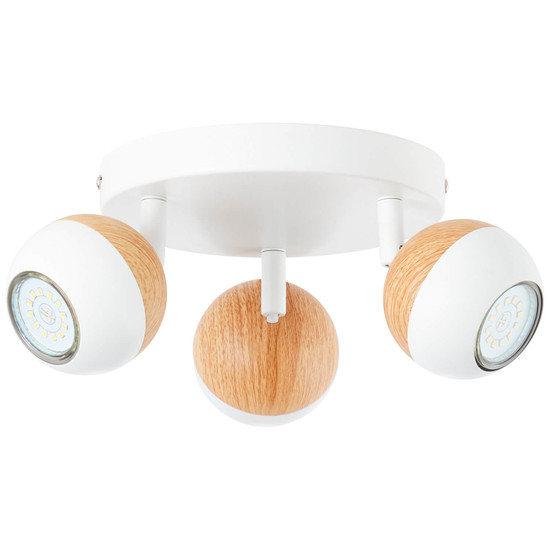 Brilliant Scan LED Spotrondell, 3-flammig GU10 3W/3W Warmweiß Weiß Holz Hell G59434/75