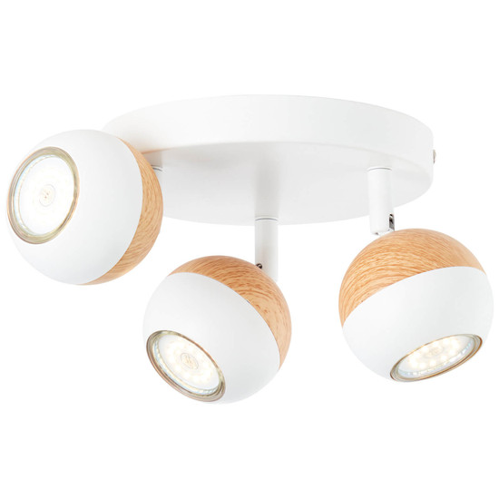 Brilliant Scan LED Spotrondell, 3-flammig GU10 3W/3W Warmweiß Weiß Holz Hell G59434/75