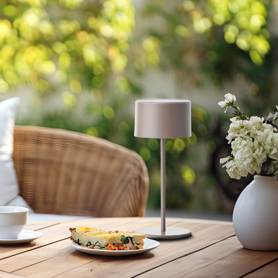 Brilliant Helio LED Tischleuchte LED 21cm 2W Warmweiß Taupe USB G60181A20