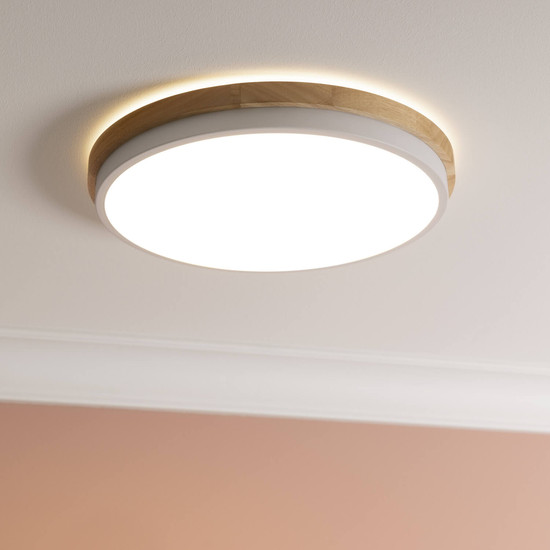 Brilliant Baarlo LED Deckenleuchte 35cm 24W Warmweiß Matt Weiß Holz FSC® G80845/75