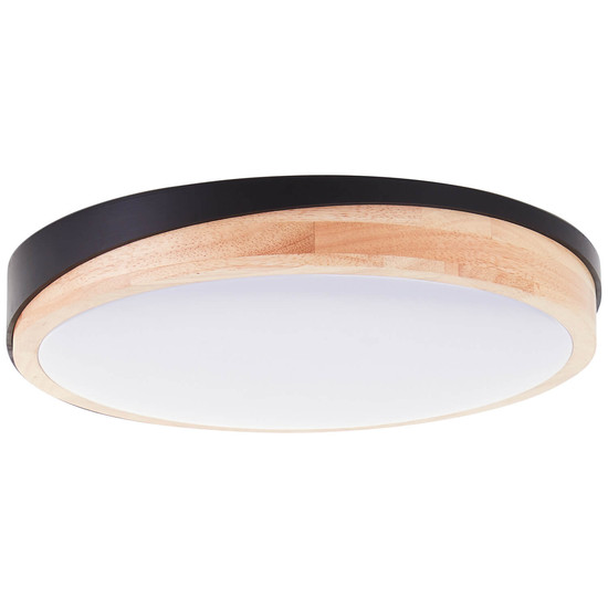 Brilliant Baarlo LED Deckenleuchte 35cm 24W Warmweiß Matt Schwarz Holz FSC® G80845/76