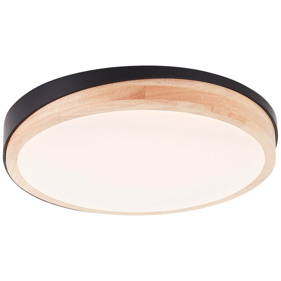 Brilliant Baarlo LED Deckenleuchte 35cm 24W Warmweiß Matt Schwarz Holz FSC® G80845/76