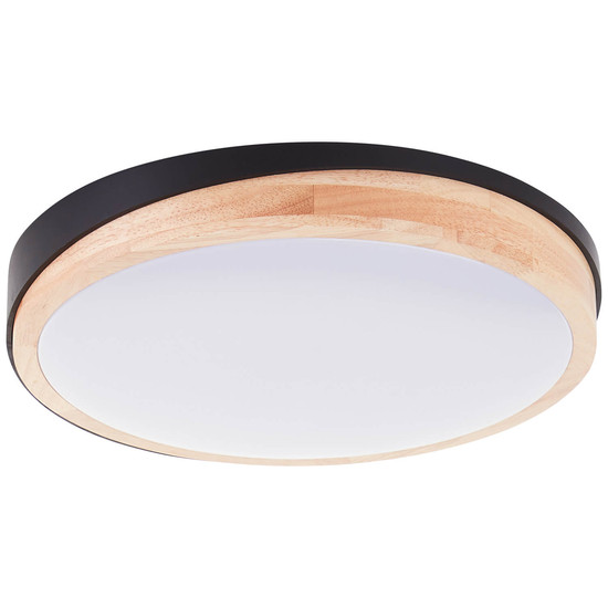 Brilliant Baarlo LED Deckenleuchte 35cm 24W Warmweiß Matt Schwarz Holz FSC® G80845/76