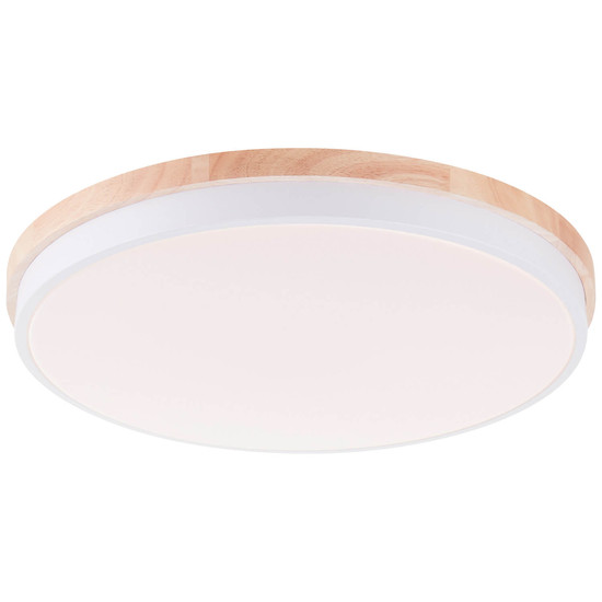 Brilliant Baarlo LED Deckenleuchte 52cm 36W Matt Weiß Holz FSC®, Nachtlicht, Timer G80846/75