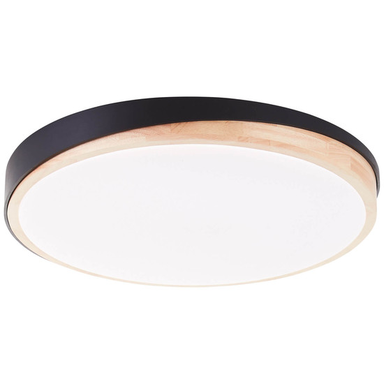Brilliant Baarlo LED Deckenleuchte 52cm 36W Matt Schwarz Holz FSC®, Nachtlicht, Timer G80846/76