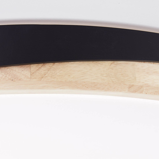 Brilliant Baarlo LED Deckenleuchte 52cm 36W Matt Schwarz Holz FSC®, Nachtlicht, Timer G80846/76