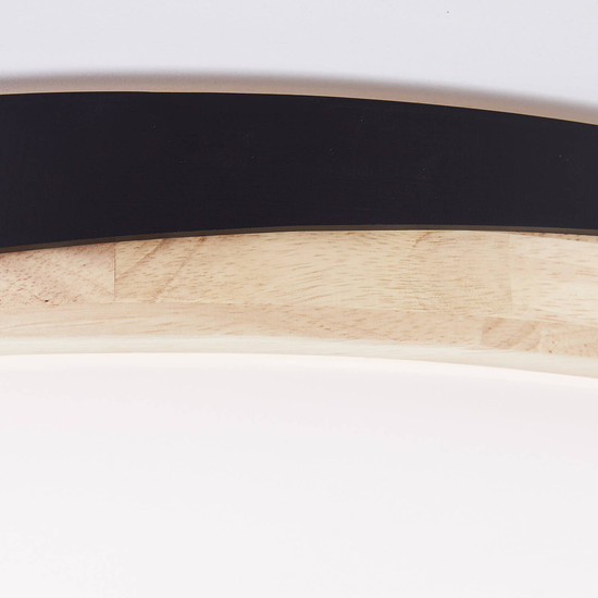 Brilliant Baarlo LED Deckenleuchte 52cm 36W Matt Schwarz Holz FSC®, Nachtlicht, Timer G80846/76