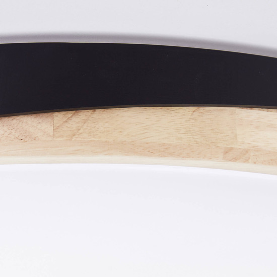 Brilliant Baarlo LED Deckenleuchte 52cm 36W Matt Schwarz Holz FSC®, Nachtlicht, Timer G80846/76