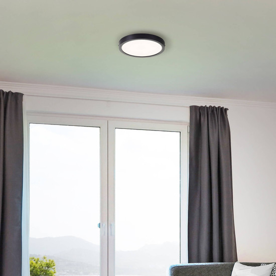 Brilliant Navara LED Deckenleuchte 27,5cm 18W Neutralweiß IP44 Schwarz G80885/26